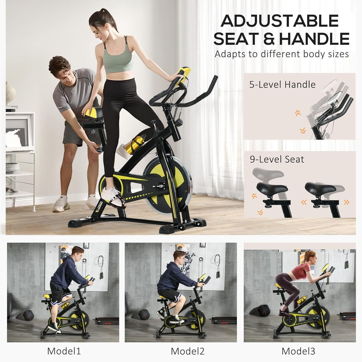 Indoor Exercise Bike w/ LCD Monitor, Heart Rate Sensor & 8kg Flywheel - Kwikley