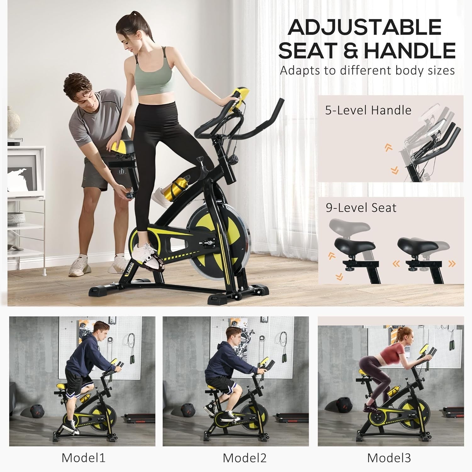 Indoor Exercise Bike w/ LCD Monitor, Heart Rate Sensor & 8kg Flywheel - Kwikley