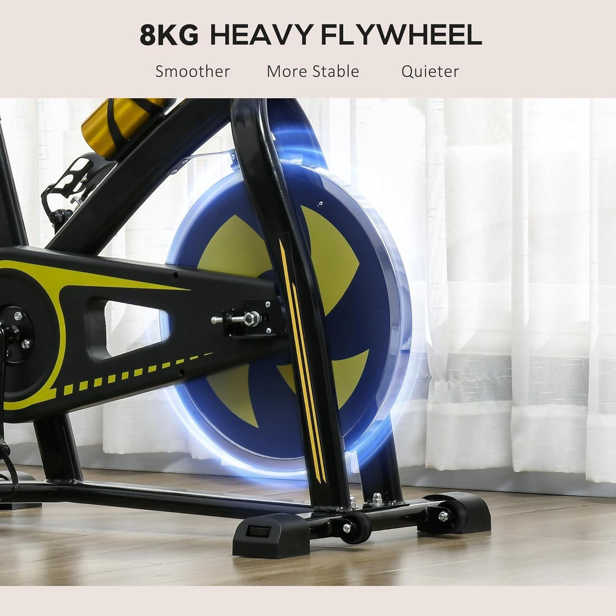 Indoor Exercise Bike w/ LCD Monitor, Heart Rate Sensor & 8kg Flywheel - Kwikley