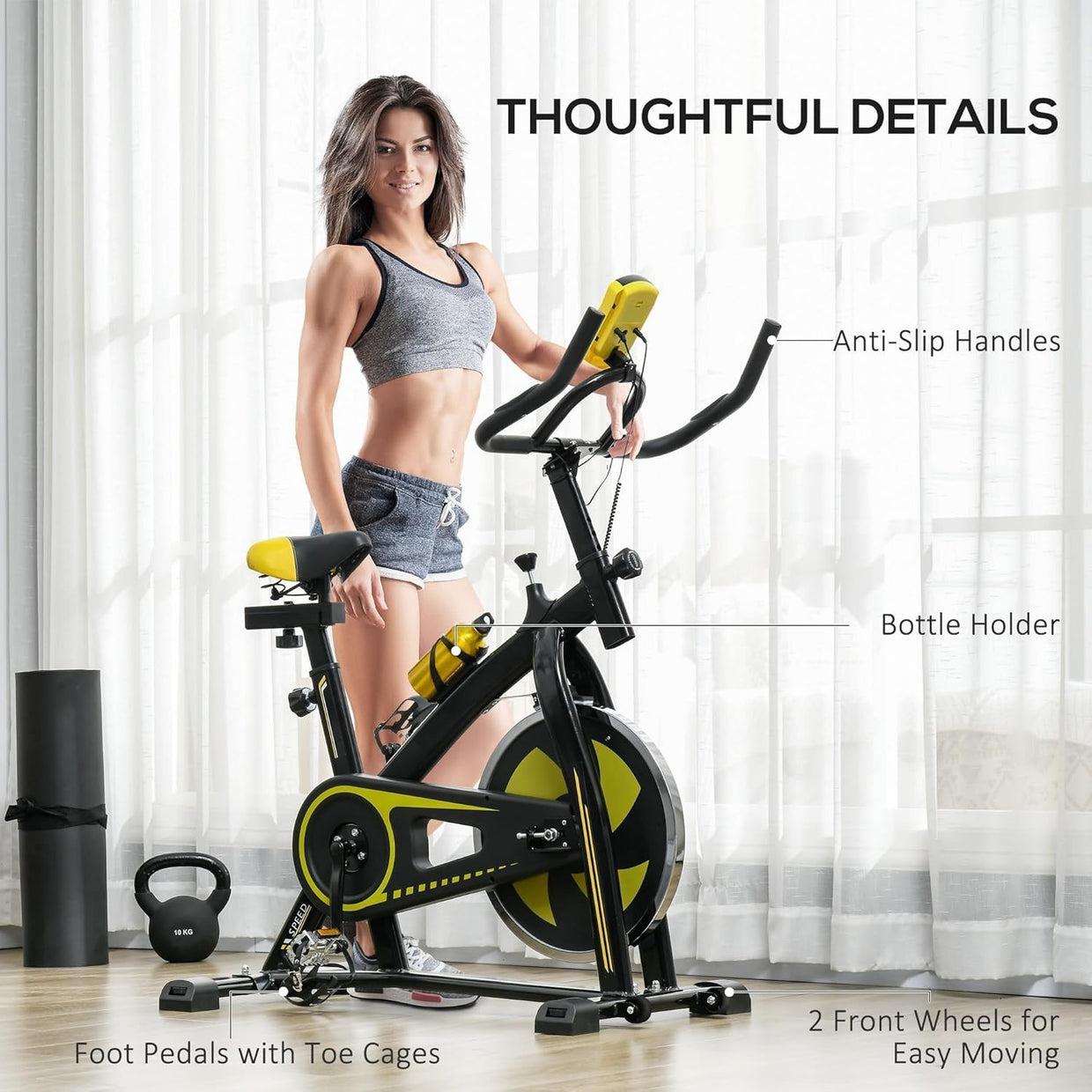 Indoor Exercise Bike w/ LCD Monitor, Heart Rate Sensor & 8kg Flywheel - Kwikley