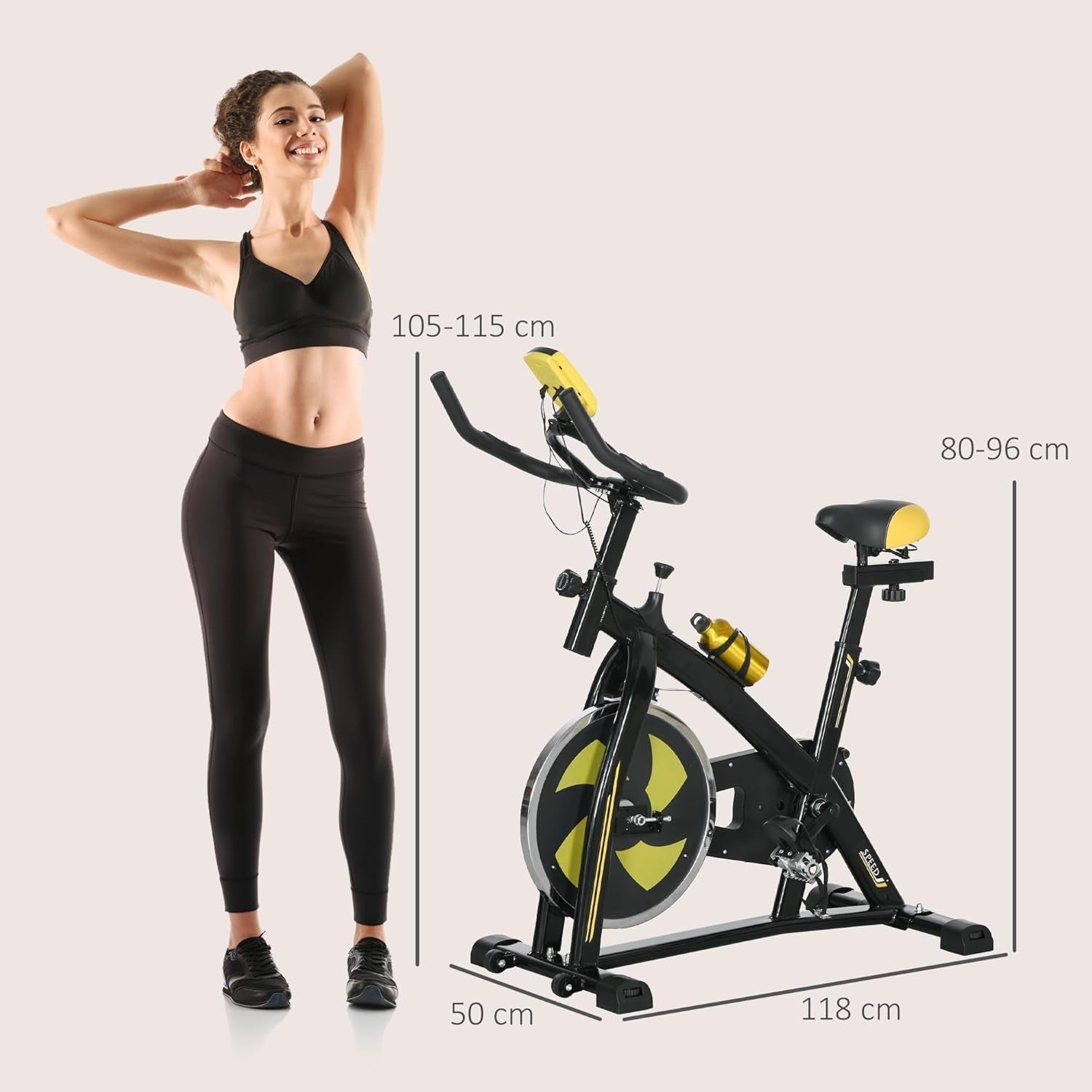 Indoor Exercise Bike w/ LCD Monitor, Heart Rate Sensor & 8kg Flywheel - Kwikley