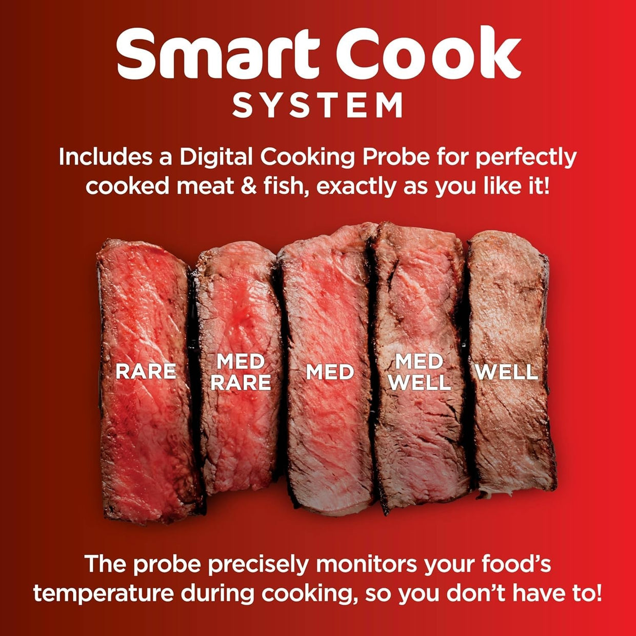 Indoor Grill Air Fryer 5 - in - 1 5.7L Low Smoke Digital Thermometer 4 Burgers - Kwikley