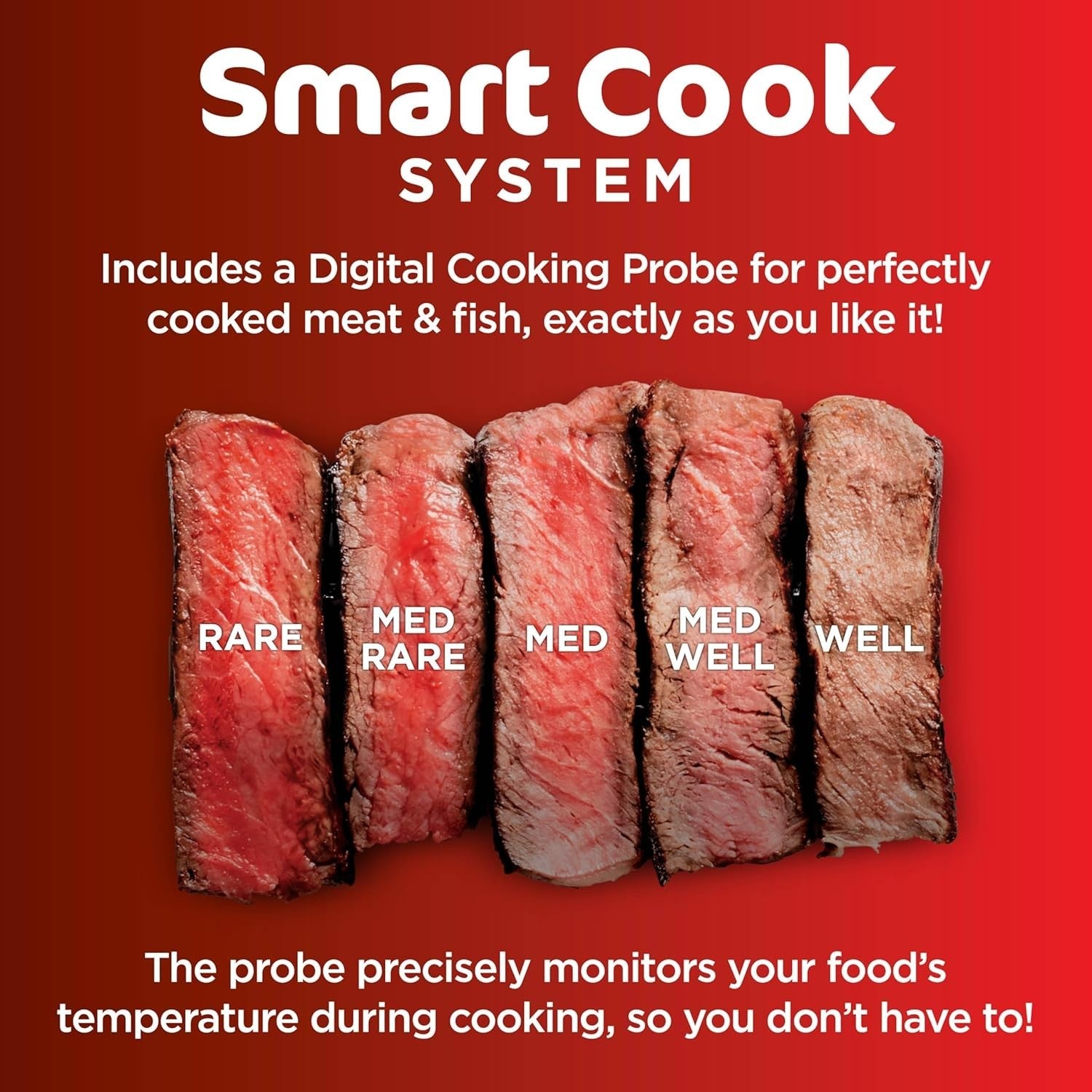 Indoor Grill Air Fryer 5 - in - 1 5.7L Low Smoke Digital Thermometer 4 Burgers - Kwikley