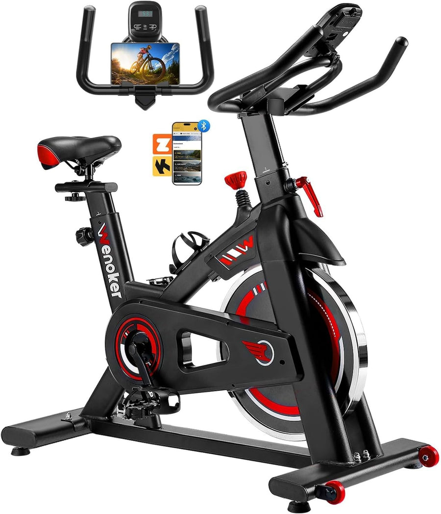 Indoor Magnetic Exercise Bike w/ APP, LCD Console, Adjustable Seat, 350lb Cap - Kwikley