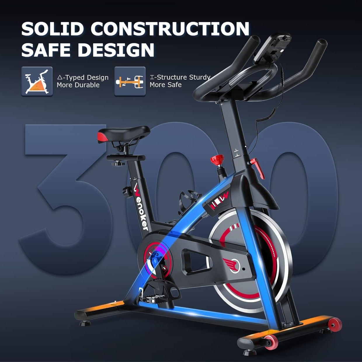 Indoor Magnetic Exercise Bike w/ APP, LCD Console, Adjustable Seat, 350lb Cap - Kwikley