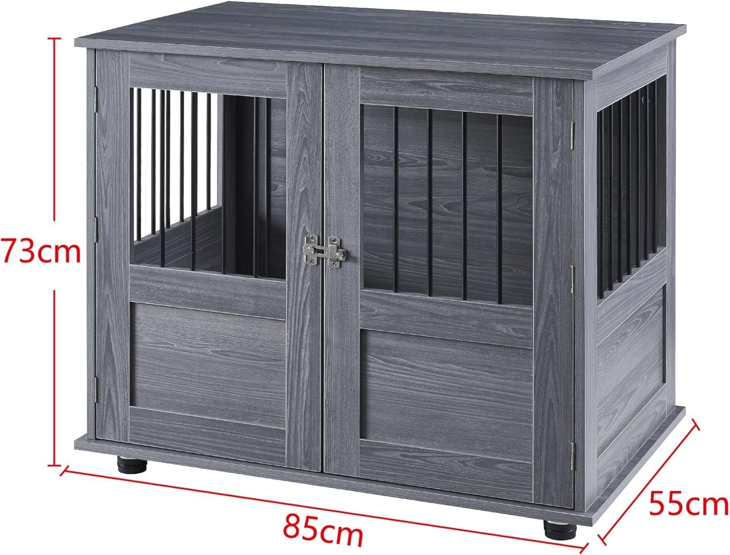 Indoor Metal Dog Crate with Flat Tabletop 85x55x73cm Secure Kennel Cage - Kwikley