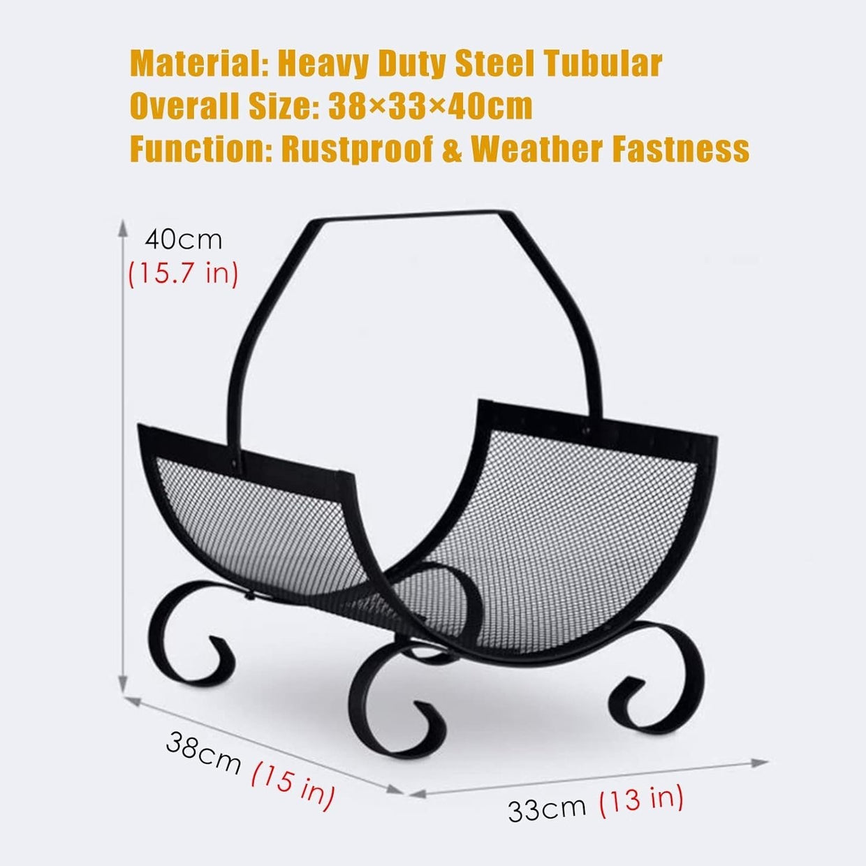 Indoor Outdoor Firewood Log Rack Black Iron Cradle | Sturdy & Stylish - Kwikley