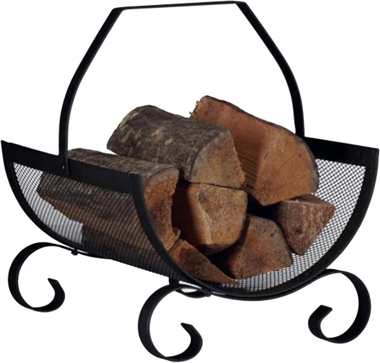 Indoor Outdoor Firewood Log Rack Black Iron Cradle | Sturdy & Stylish - Kwikley