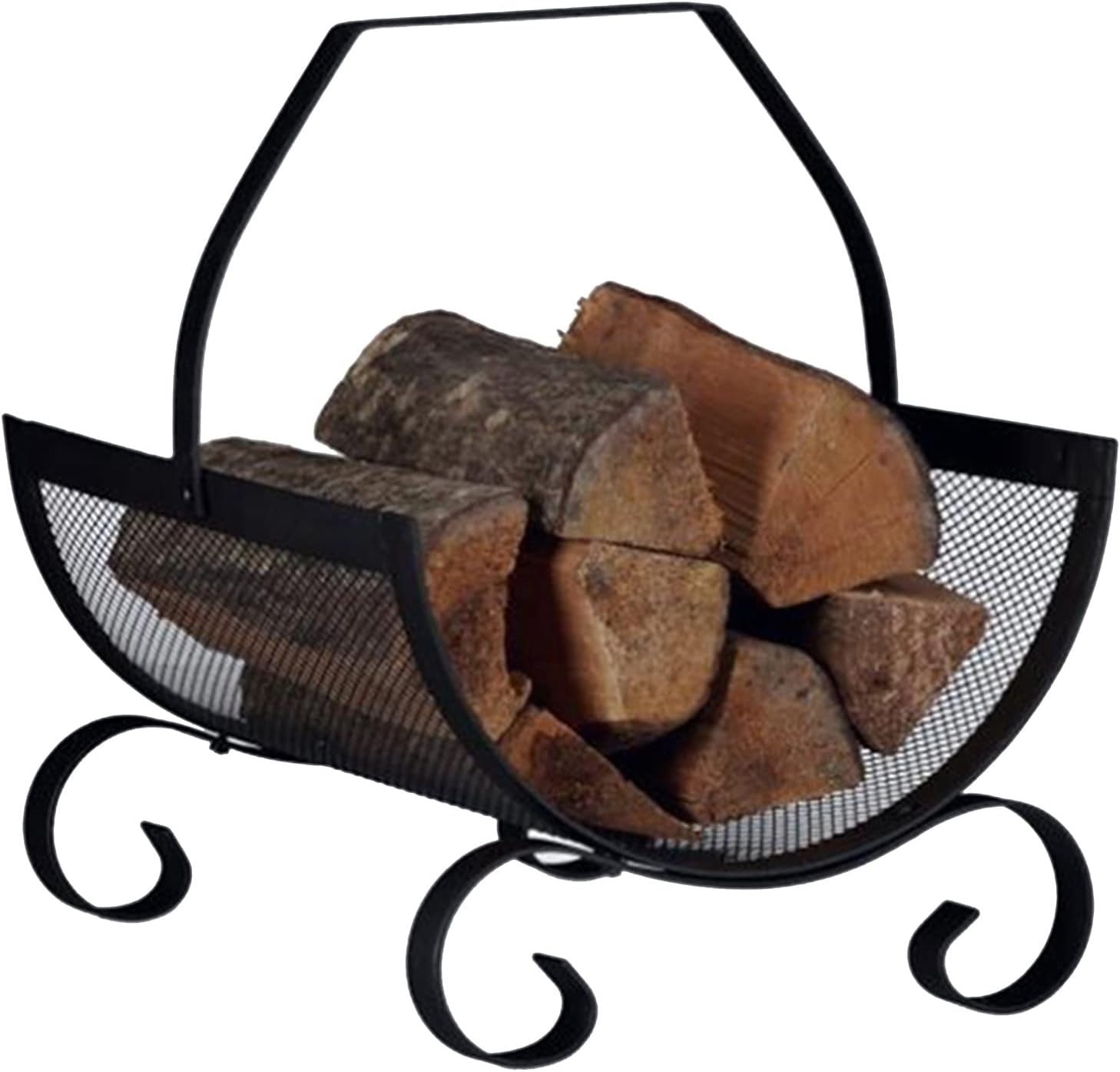 Indoor Outdoor Firewood Log Rack Black Iron Cradle | Sturdy & Stylish - Kwikley