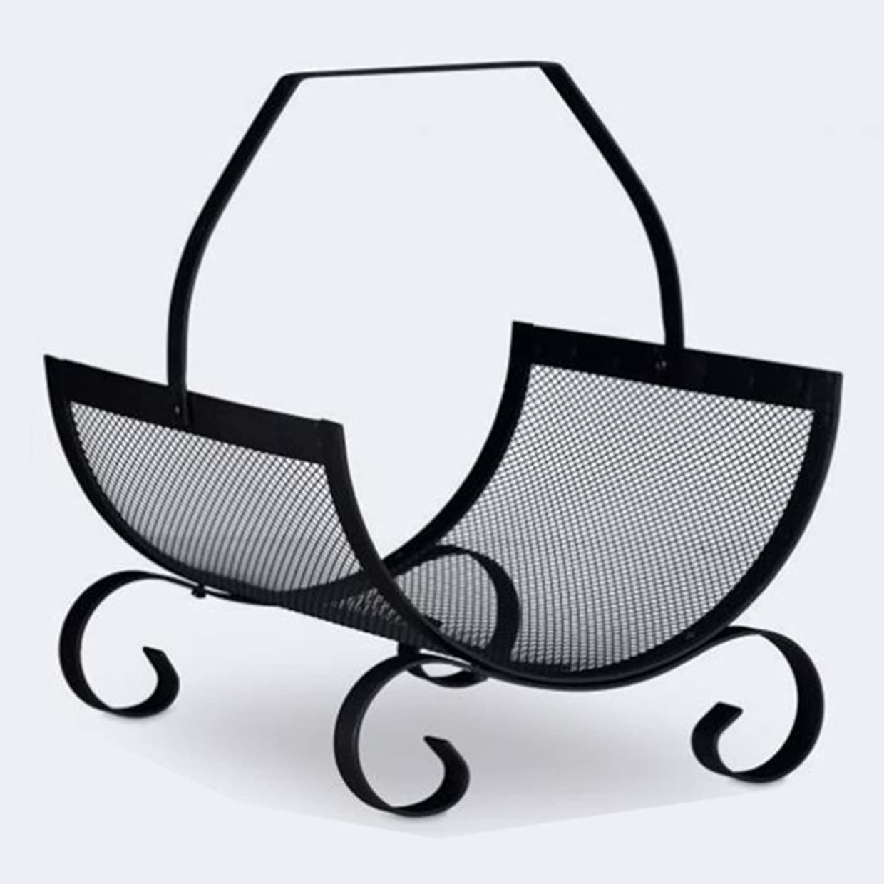 Indoor Outdoor Firewood Log Rack Black Iron Cradle | Sturdy & Stylish - Kwikley