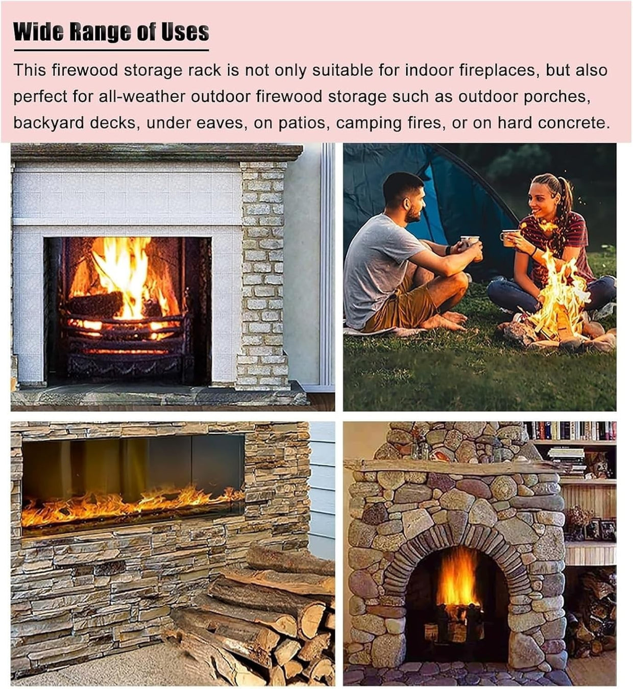 Indoor Outdoor Firewood Rack, Durable Log Holder, Weatherproof 120cm - Kwikley