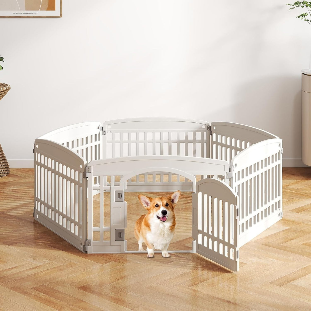 Indoor Outdoor Foldable Dog Playpen with Lockable Gate for Small Pets - Kwikley
