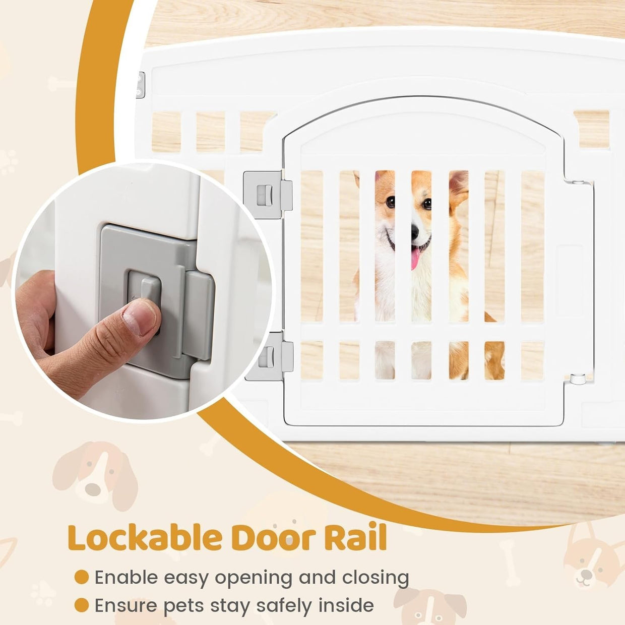 Indoor Outdoor Foldable Dog Playpen with Lockable Gate for Small Pets - Kwikley