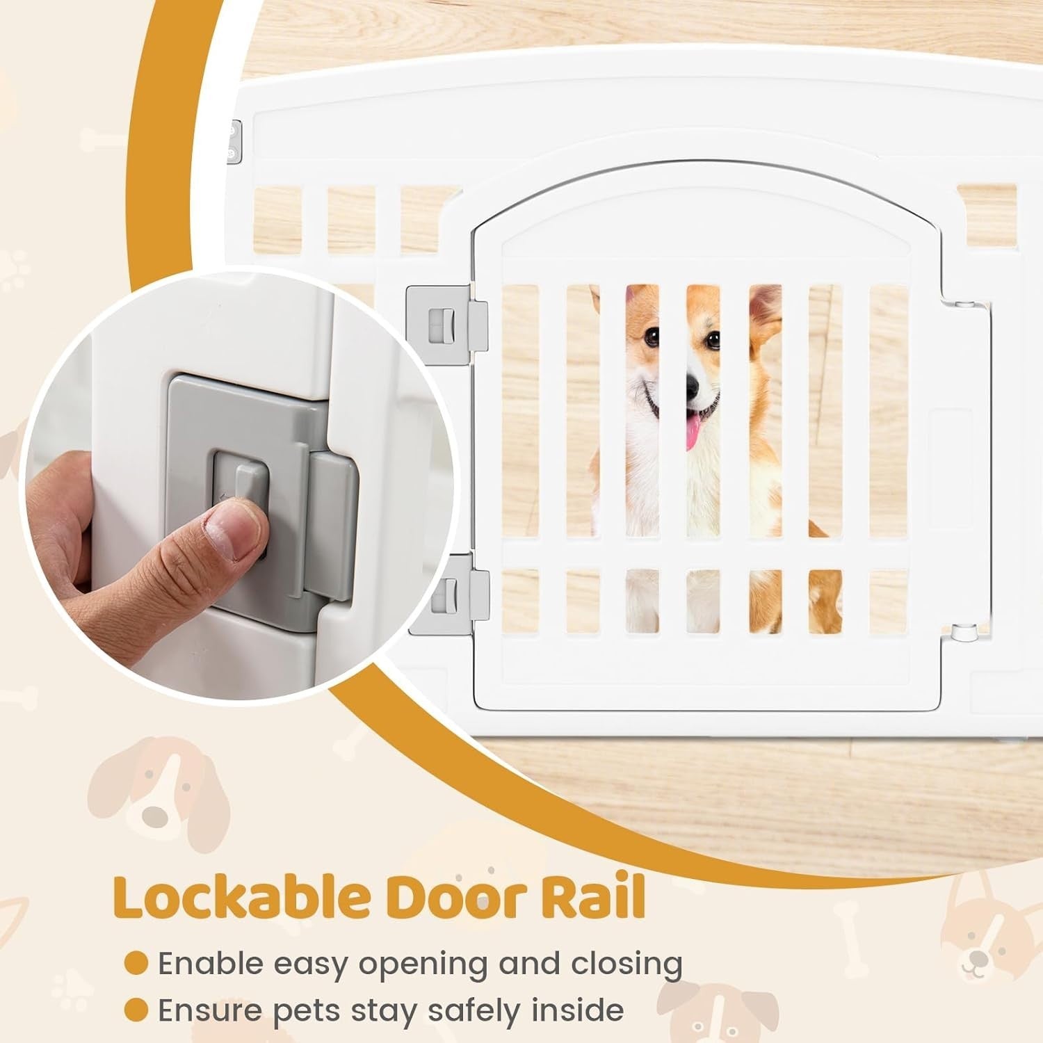 Indoor Outdoor Foldable Dog Playpen with Lockable Gate for Small Pets - Kwikley