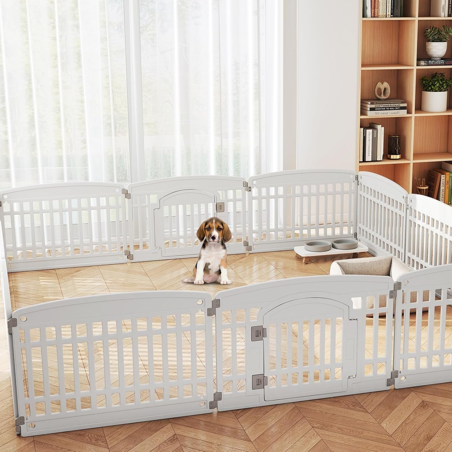 Indoor Outdoor Foldable Dog Playpen with Lockable Gate for Small Pets - Kwikley