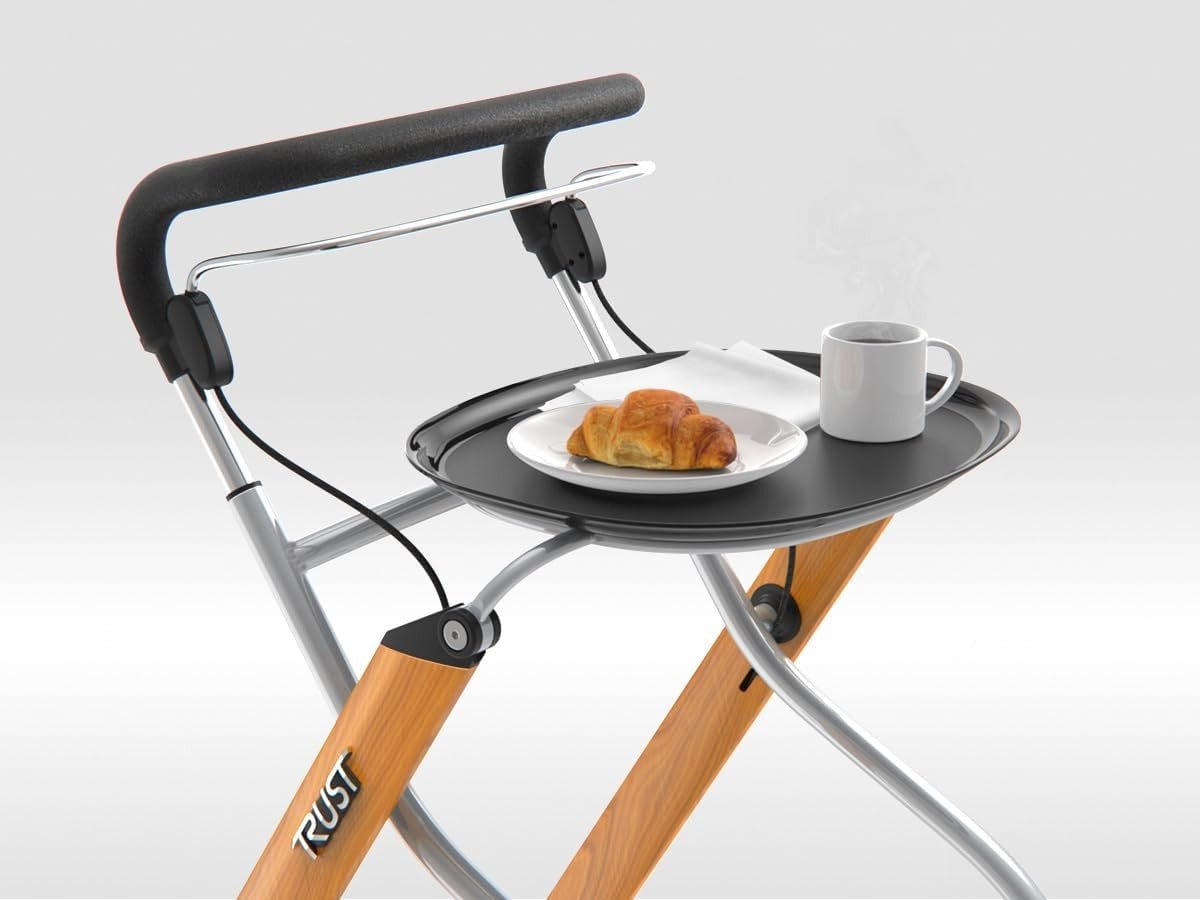 Indoor Rollator Walker with Tray Lightweight Folding 4 Wheel Walking Aid - Kwikley