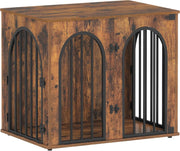 Indoor Small Dog Crate Furniture 68cm – Rustic Brown Wooden Kennel Table, Lockab - Kwikley