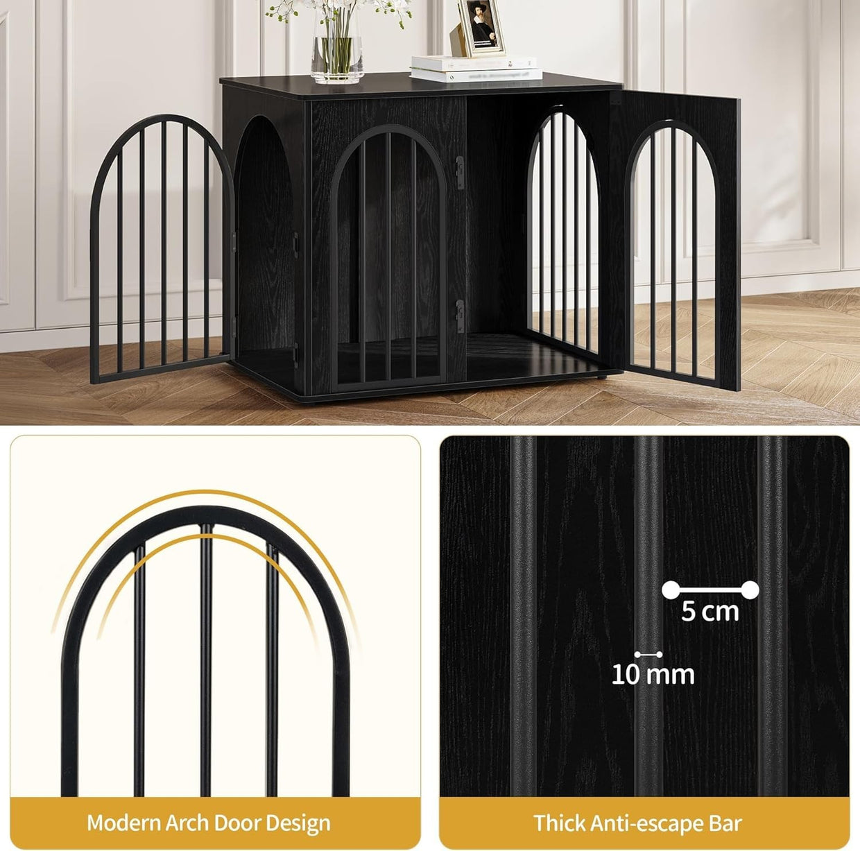 Indoor Small Dog Crate Furniture 68cm – Wooden Kennel Table, Lockable, Anti - Chew - Kwikley