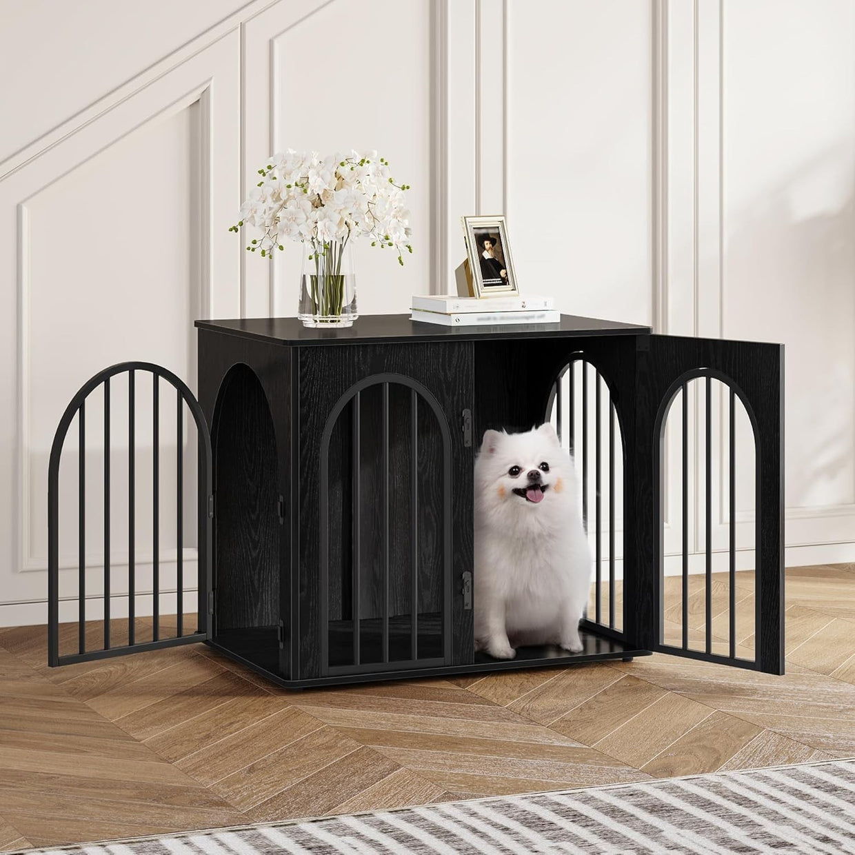 Indoor Small Dog Crate Furniture 68cm – Wooden Kennel Table, Lockable, Anti - Chew - Kwikley