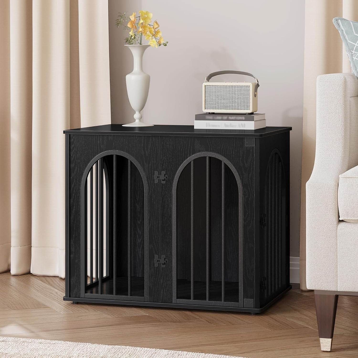 Indoor Small Dog Crate Furniture 68cm – Wooden Kennel Table, Lockable, Anti - Chew - Kwikley