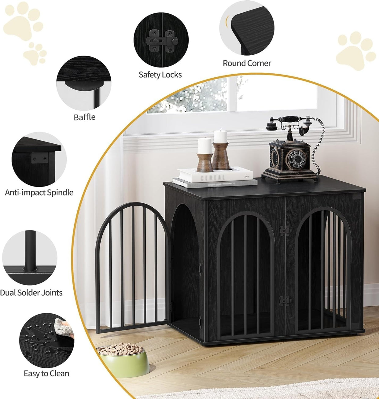 Indoor Small Dog Crate Furniture 68cm – Wooden Kennel Table, Lockable, Anti - Chew - Kwikley