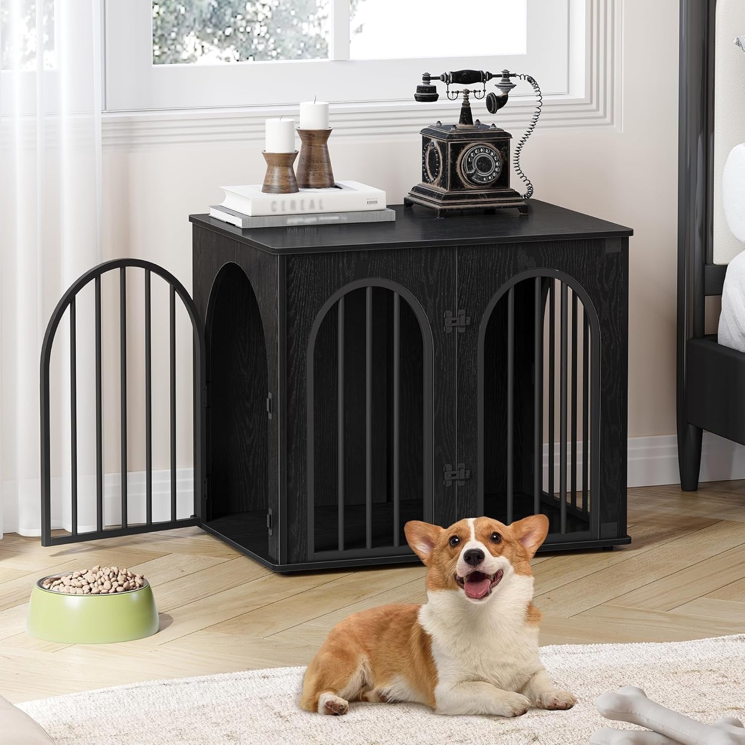 Indoor Small Dog Crate Furniture 68cm – Wooden Kennel Table, Lockable, Anti - Chew - Kwikley