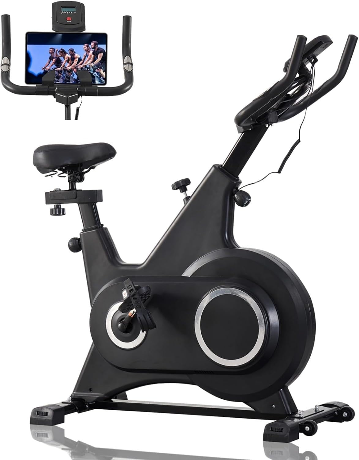 Indoor Spin Bike w/ LCD Monitor, Silent Belt Drive, 6kg Flywheel 330lb Cap - Kwikley