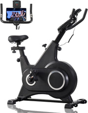 Indoor Spin Bike w/ LCD Monitor, Silent Belt Drive, 6kg Flywheel 330lb Cap - Kwikley