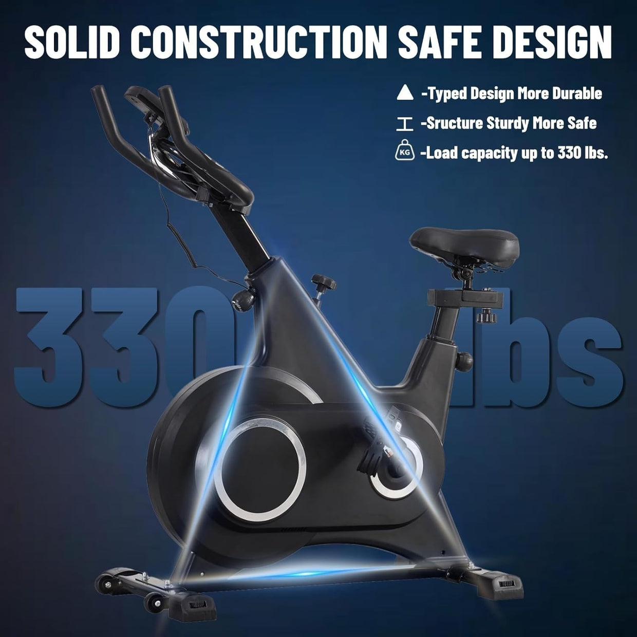 Indoor Spin Bike w/ LCD Monitor, Silent Belt Drive, 6kg Flywheel 330lb Cap - Kwikley