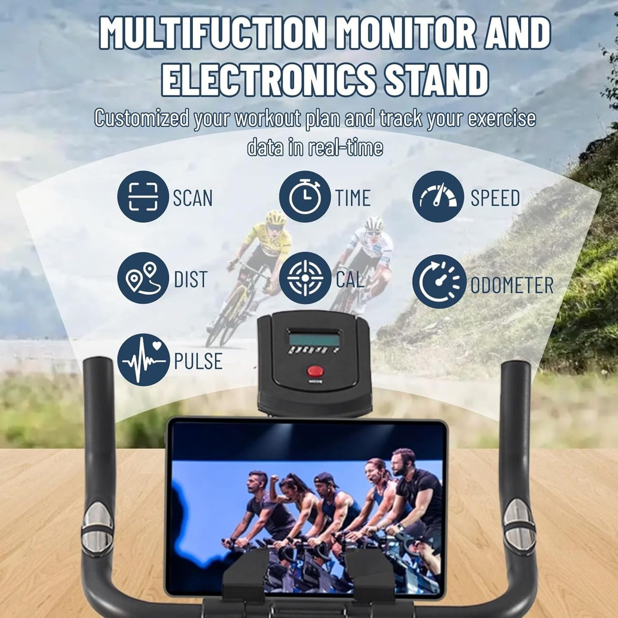 Indoor Spin Bike w/ LCD Monitor, Silent Belt Drive, 6kg Flywheel 330lb Cap - Kwikley