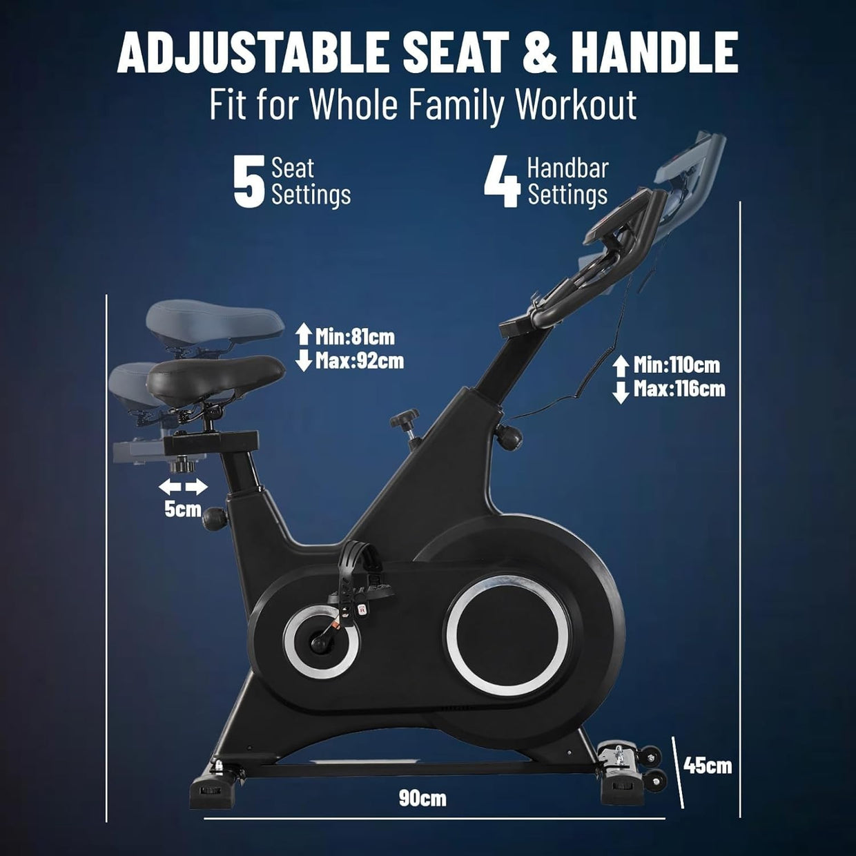 Indoor Spin Bike w/ LCD Monitor, Silent Belt Drive, 6kg Flywheel 330lb Cap - Kwikley