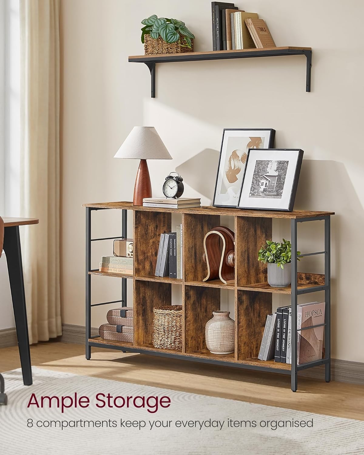 Industrial 2 - Tier Bookcase Shelf | Wide Rustic Brown Storage Unit for Home Offic - Kwikley