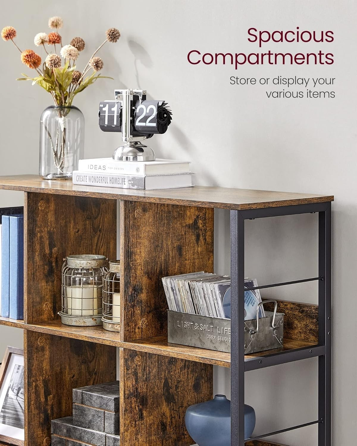 Industrial 3 - Tier Ladder Shelf 9 Compartments 100x30x103 cm Rustic Brown - Kwikley