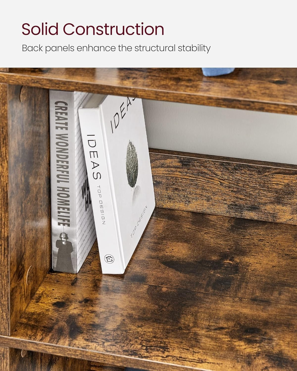 Industrial 3 - Tier Ladder Shelf 9 Compartments 100x30x103 cm Rustic Brown - Kwikley