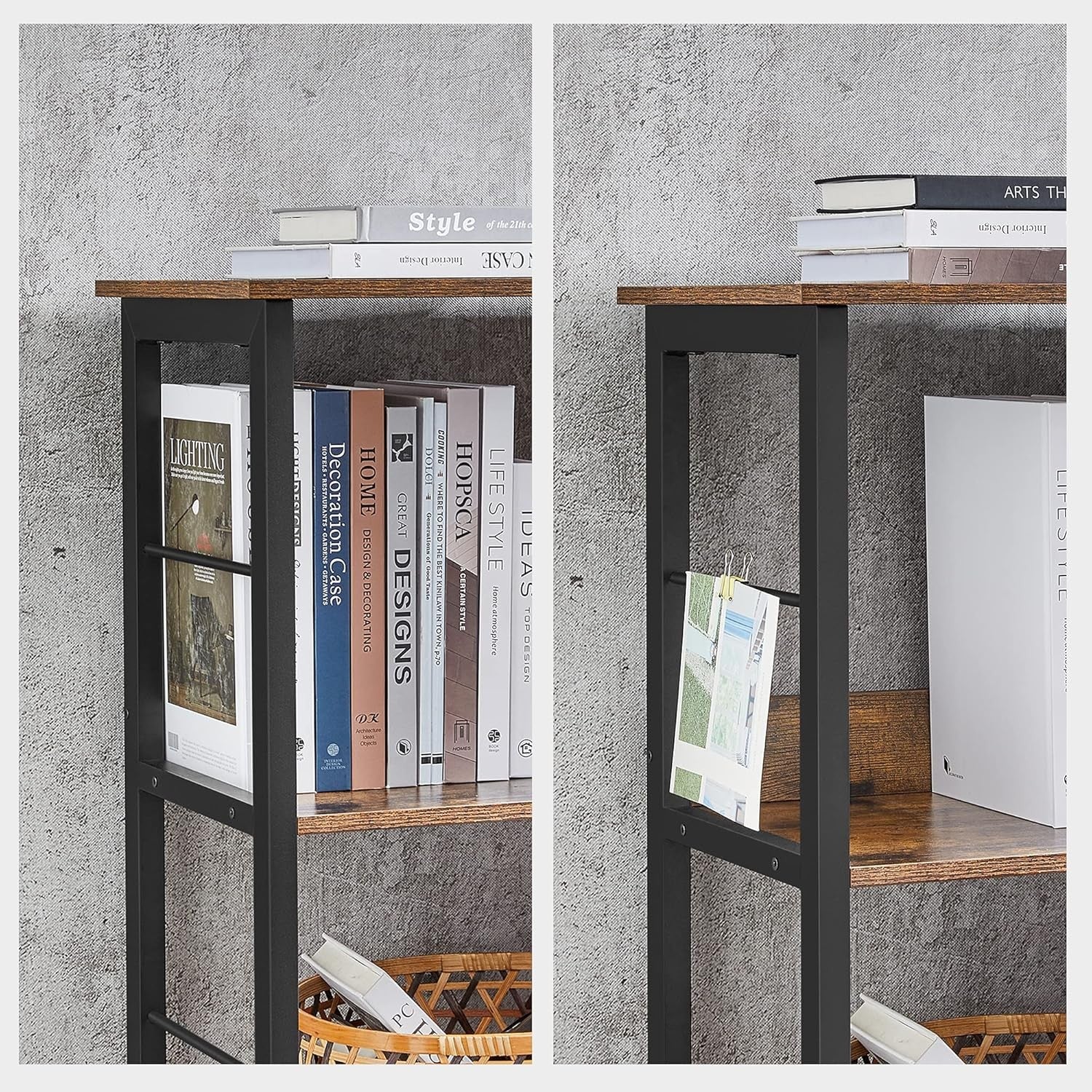 Industrial 6 - Compartment Bookcase | Rustic Brown Storage Shelf for Home & Office - Kwikley