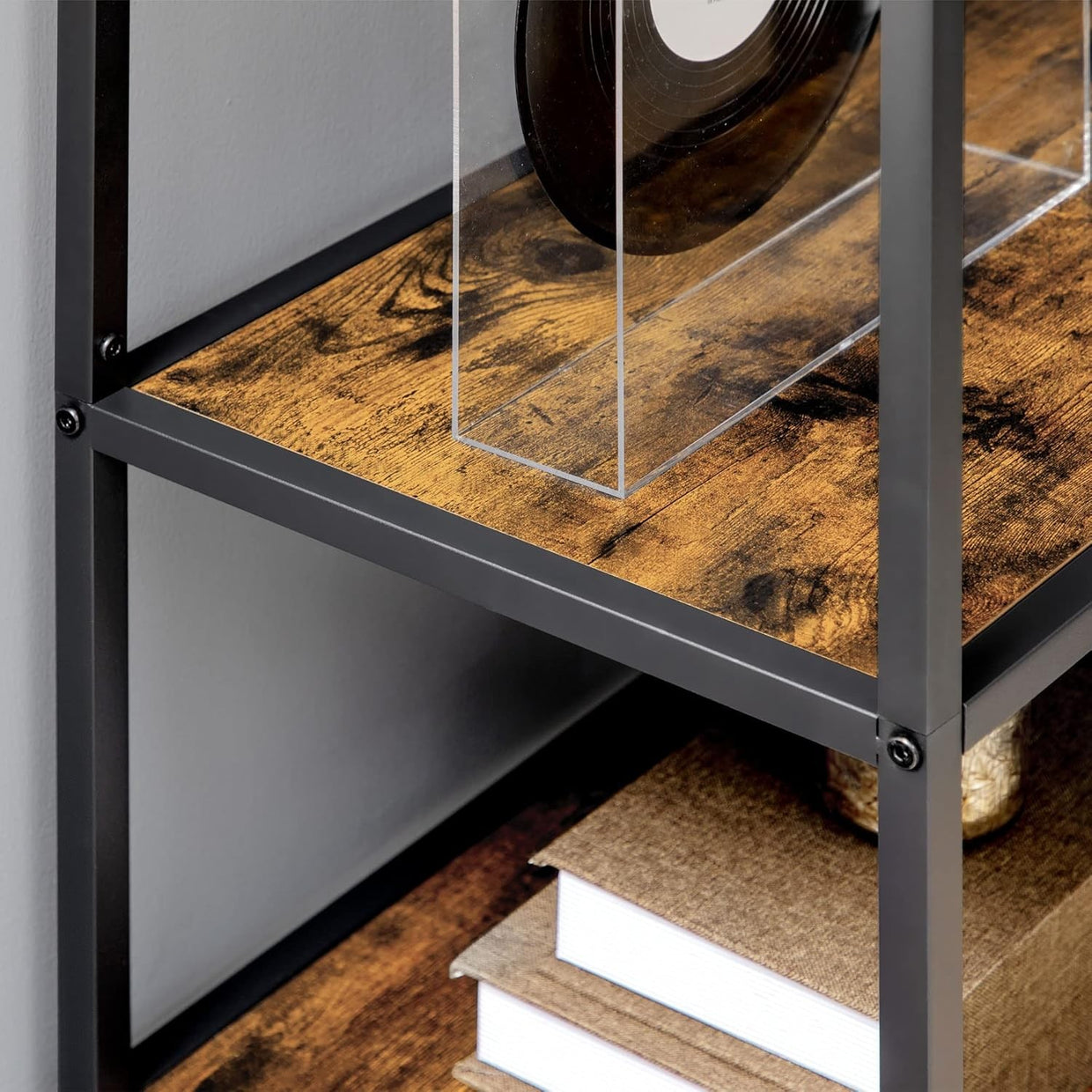 Industrial 6 - Tier Bookcase with Steel Frame & Rustic Wood Shelves – 180cm Tall - Kwikley