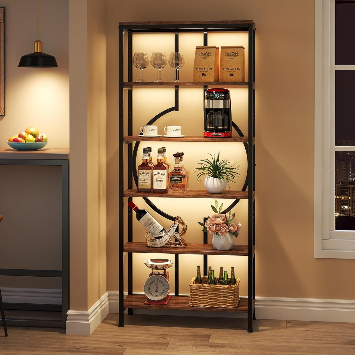 Industrial 6 - Tier Tall Bookshelf | 180cm Rustic Wood & Metal Display Shelving Un - Kwikley