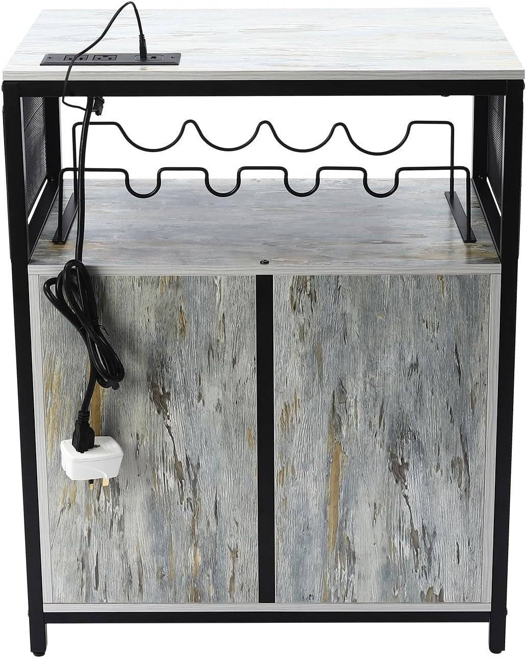 Industrial Bar Cabinet with Wine Rack & RGB Lights, Storage Sideboard Unit - Kwikley