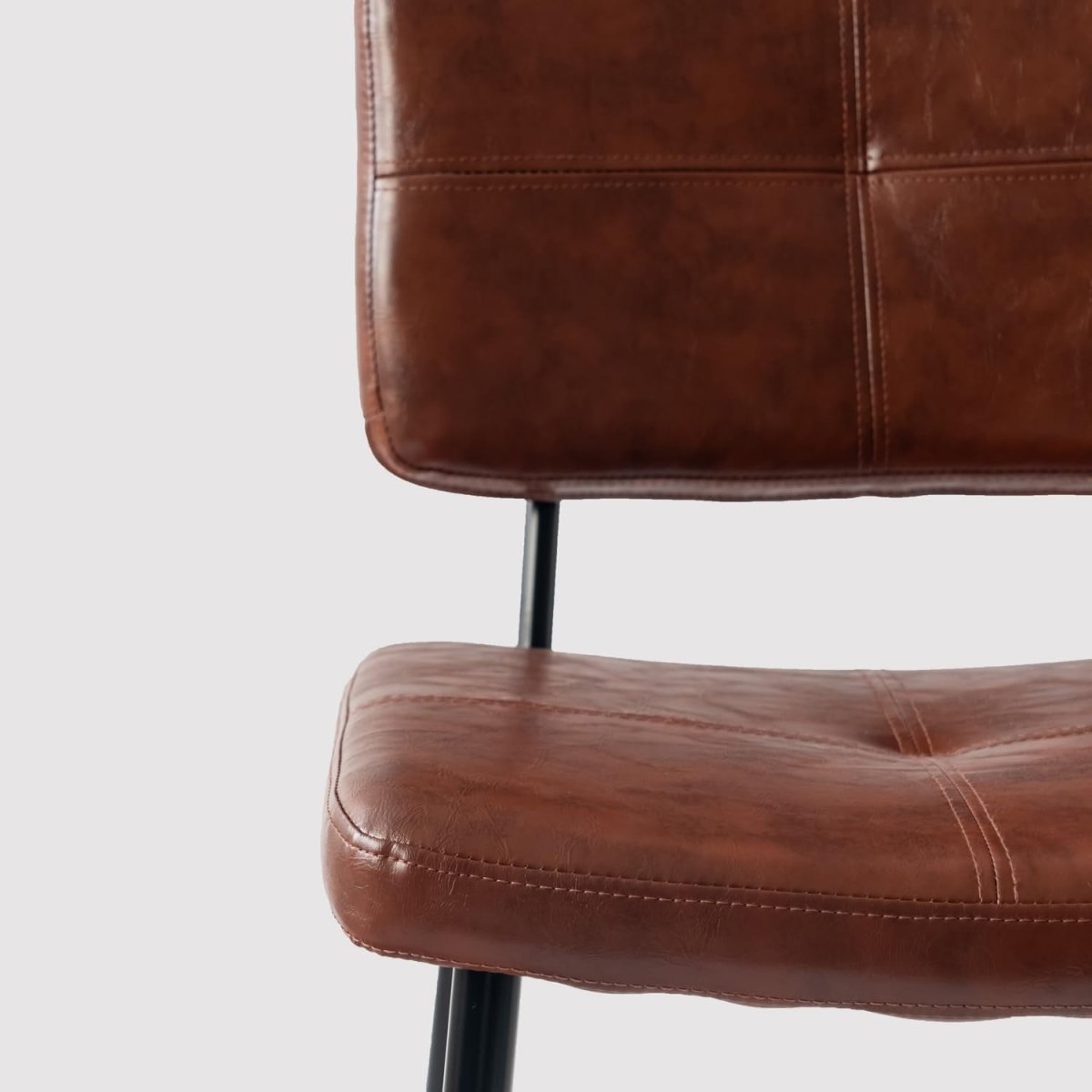 Industrial Bar Stools Set of 2 – Faux Leather Counter Chairs with Footrest - Kwikley