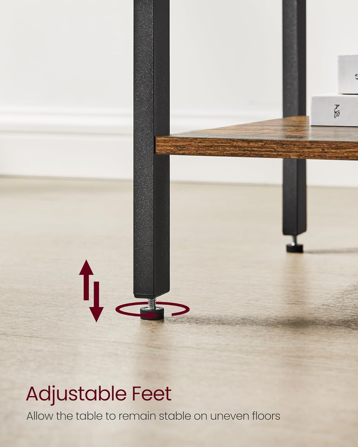 Industrial Bedside Table with Drawer & Shelf, Rustic Wood Nightstand - Kwikley