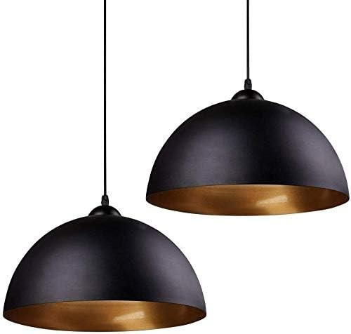 Industrial Black Pendant Lights 2 - Pack 30cm Metal Ceiling Lighting Set - Kwikley