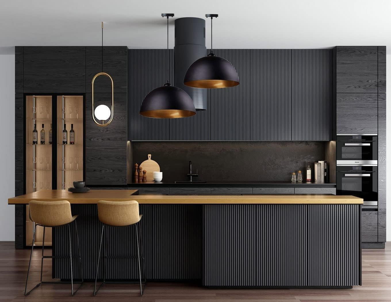 Industrial Black Pendant Lights 2 - Pack 30cm Metal Ceiling Lighting Set - Kwikley