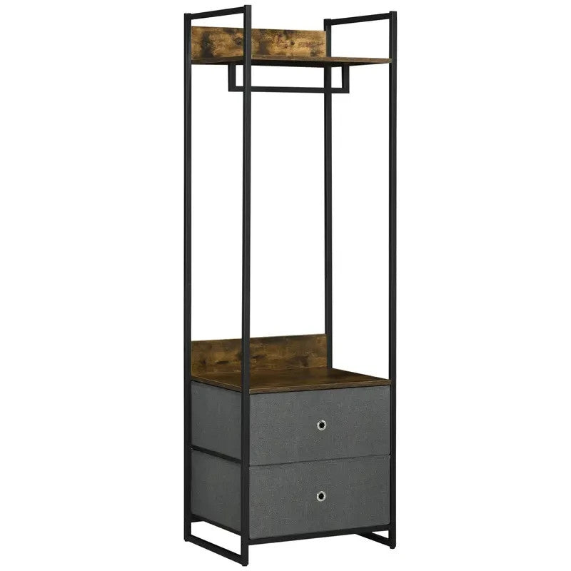Industrial Clothes Rail with Drawers & Shelf – Metal Frame Storage - Kwikley