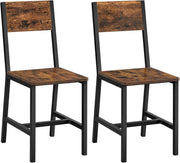 Industrial Dining Chairs Set of 2 Rustic Brown Metal Frame Kitchen Chairs - Kwikley