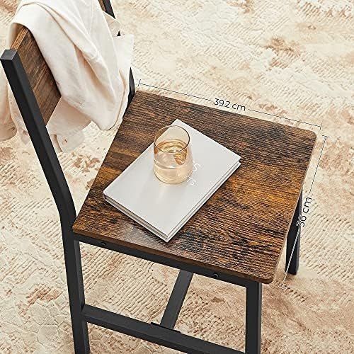 Industrial Dining Chairs Set of 2 Rustic Brown Metal Frame Kitchen Chairs - Kwikley