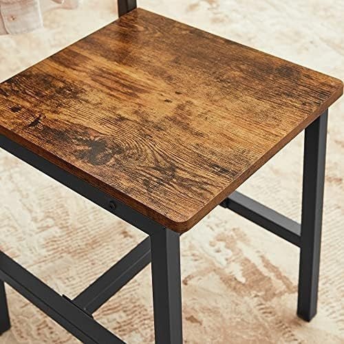 Industrial Dining Chairs Set of 2 Rustic Brown Metal Frame Kitchen Chairs - Kwikley
