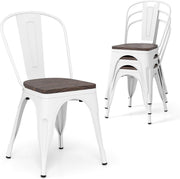 Industrial Dining Chairs Set of 4 Metal Stackable Kitchen Bistro Chairs - Kwikley