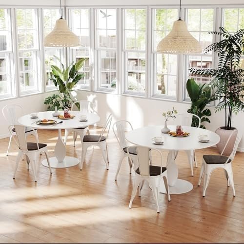 Industrial Dining Chairs Set of 4 Metal Stackable Kitchen Bistro Chairs - Kwikley