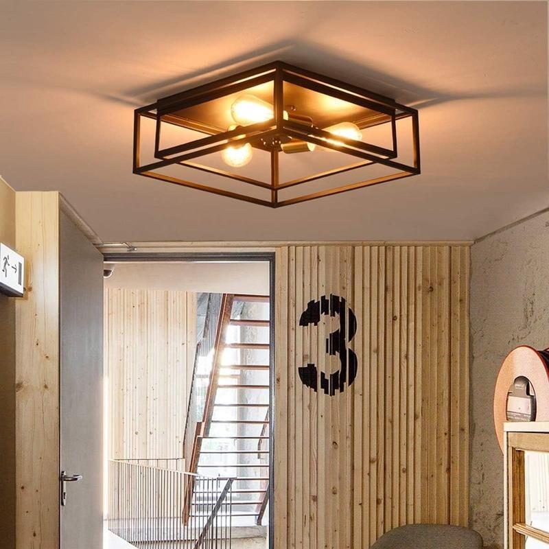 Industrial Farmhouse Ceiling Light 3 Way Flush Mount E27 Hallway Fixture - Kwikley