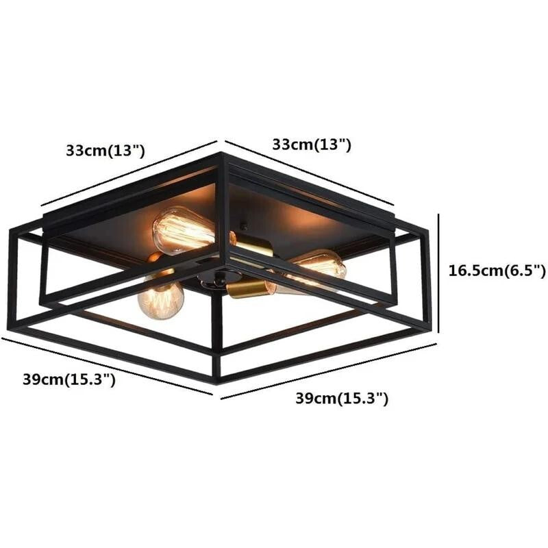 Industrial Farmhouse Ceiling Light 3 Way Flush Mount E27 Hallway Fixture - Kwikley